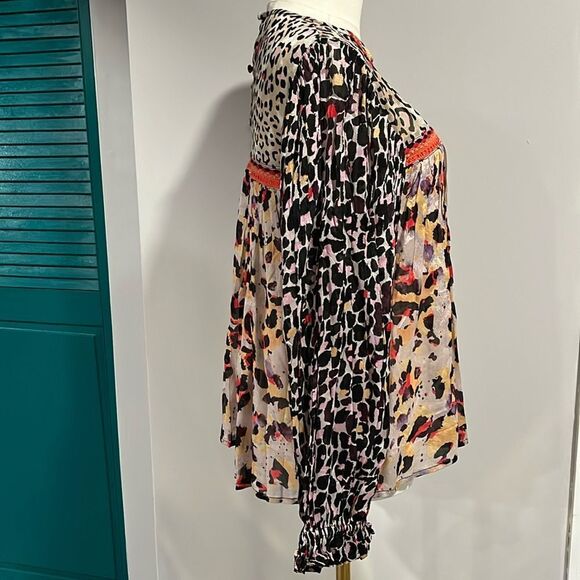 Anthropologie NWOT Bl^nk London Joelle Embroider Leopard peasant blouse XS $128 - Picture 7 of 12